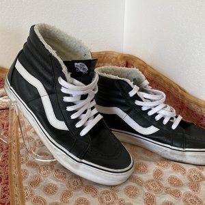 Vans black leather SK8- HI high tops
